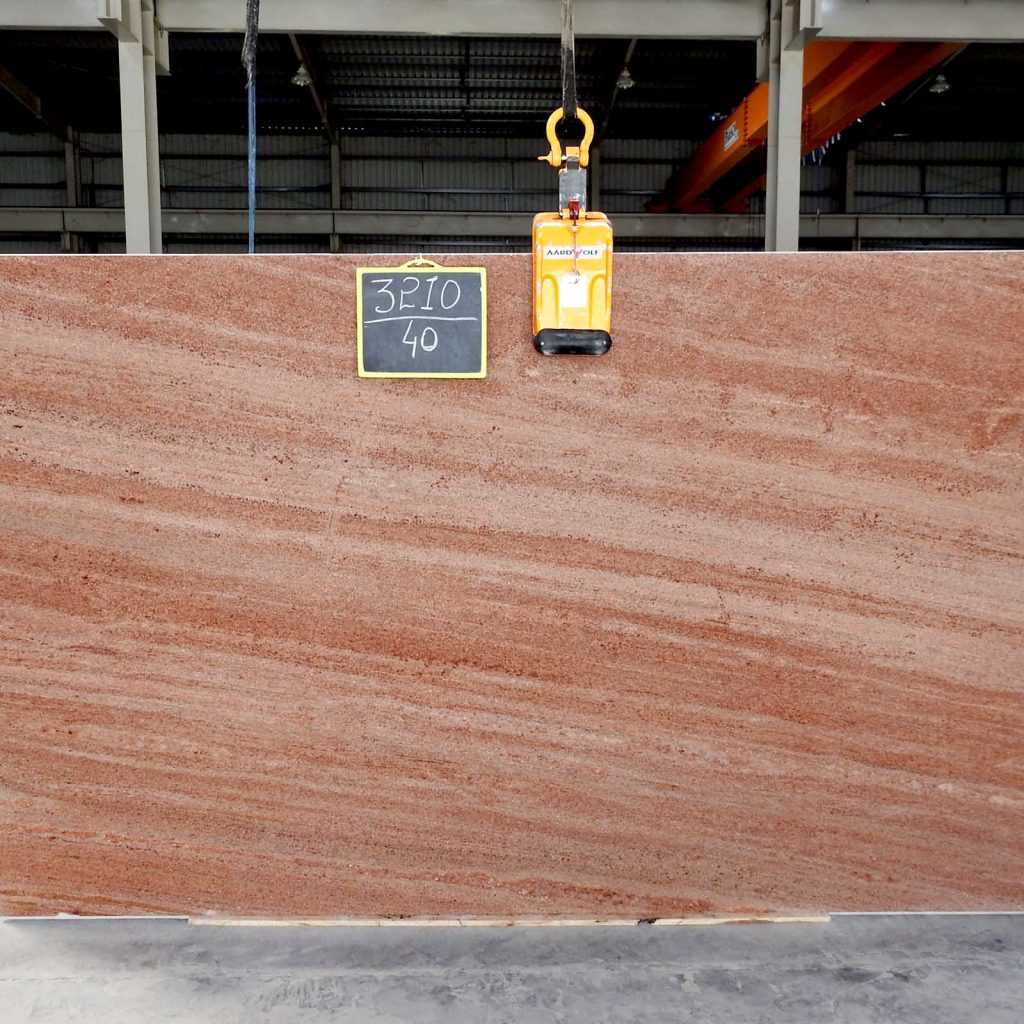 Strawberry pink granite gangsaw slab supplier