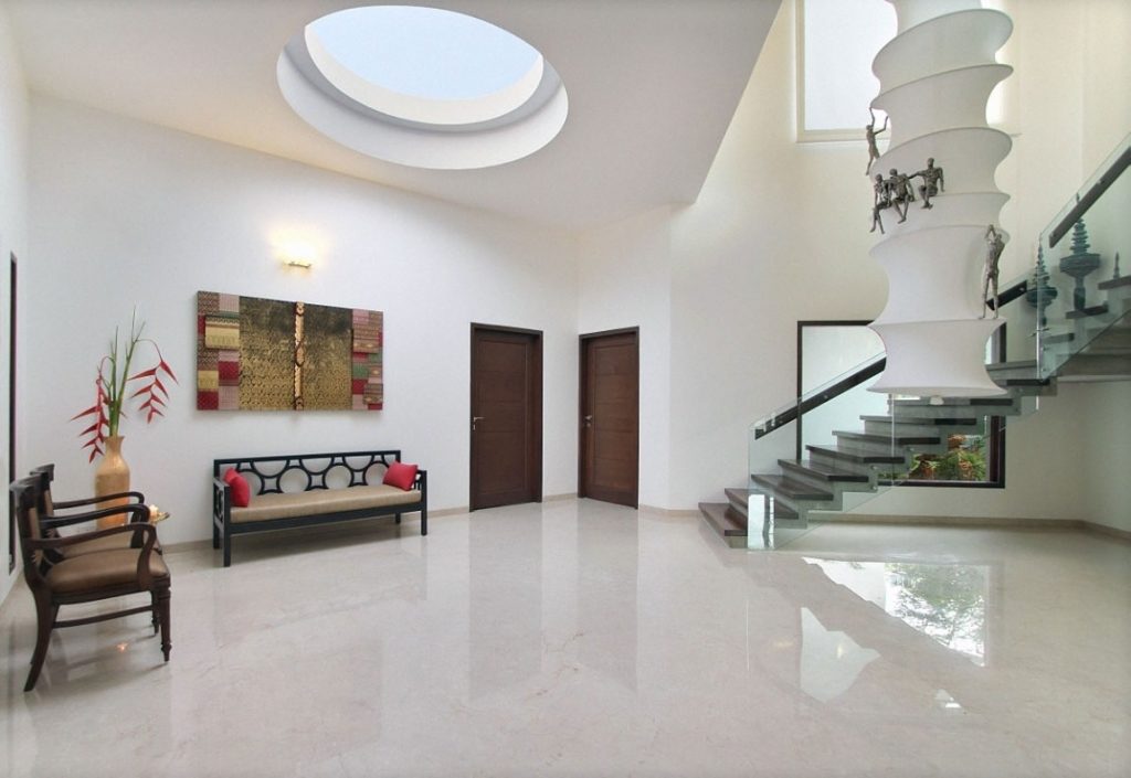 Living Room Granite Flooring Design & Ideas