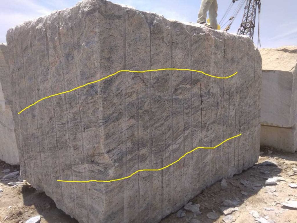 Ivory Block granite marked in defected block