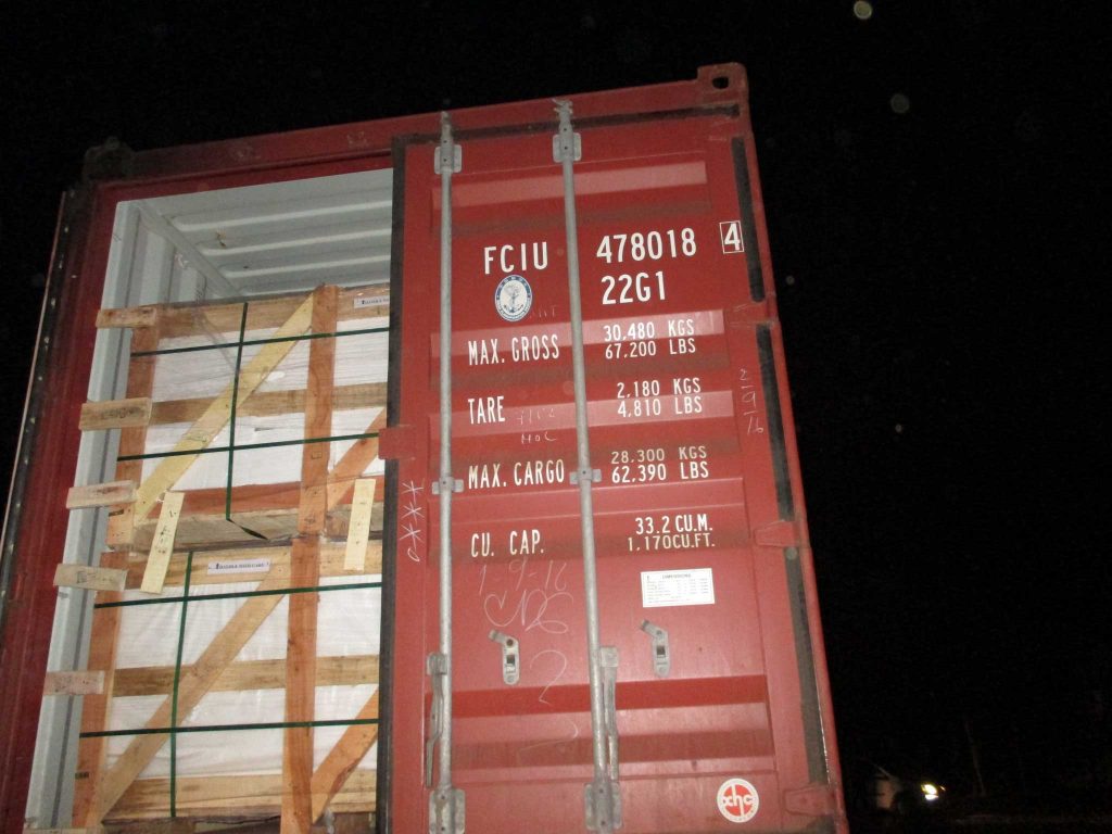 Granite tiles loaded in container