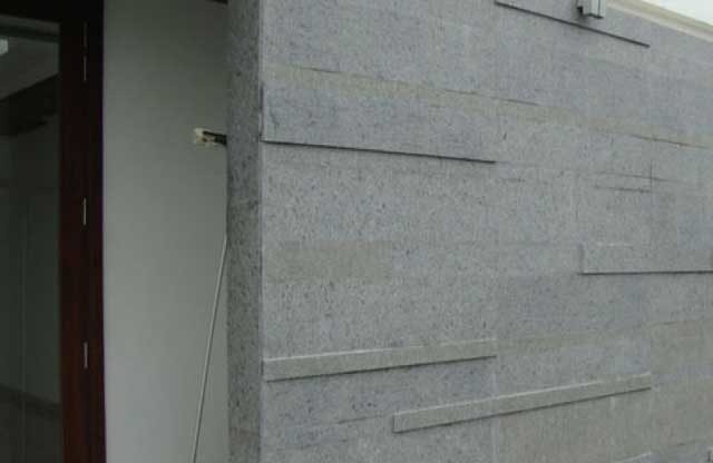 Steel grey granite wall cladding project__