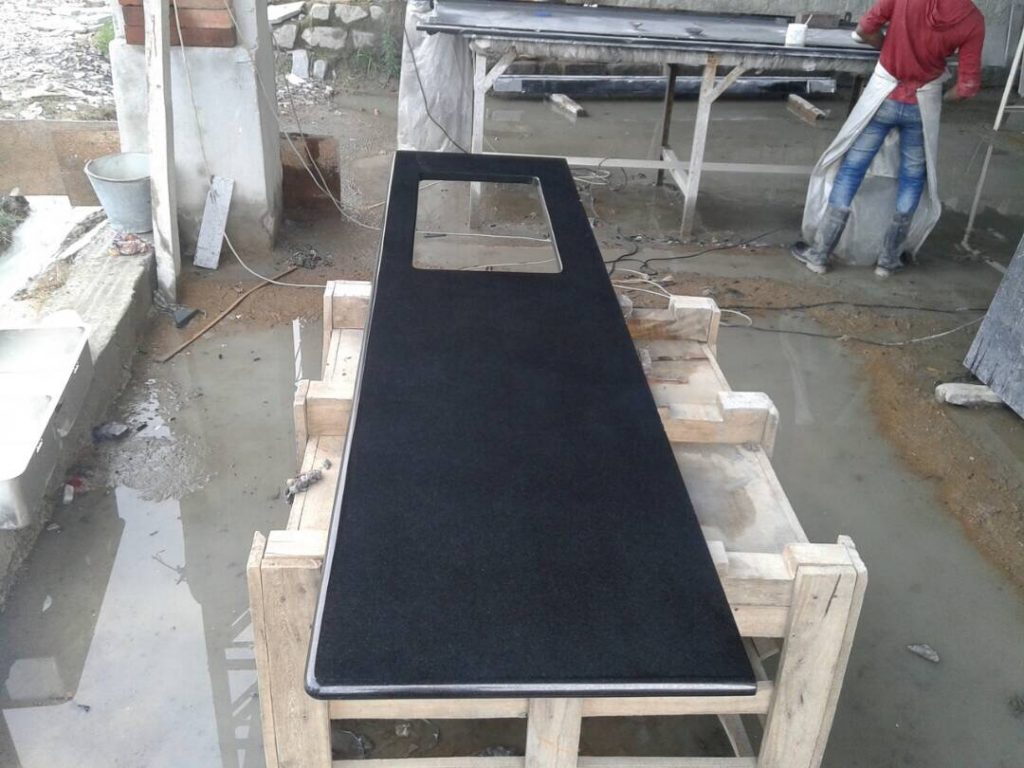 Absolute black granite countertop edges