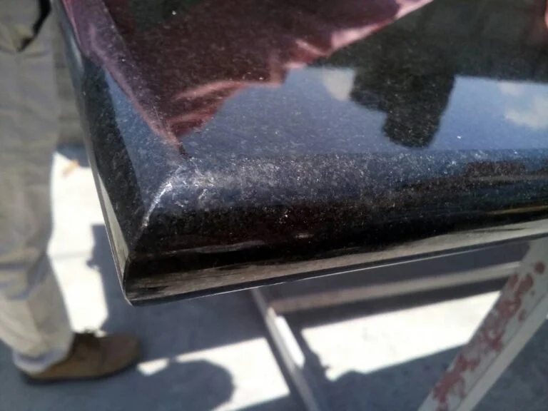 Black granite countertop edges