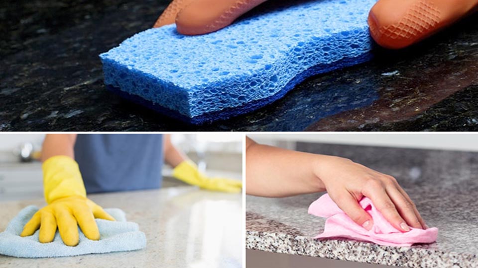 Cleaning polishing sealing and protection of granite countertops