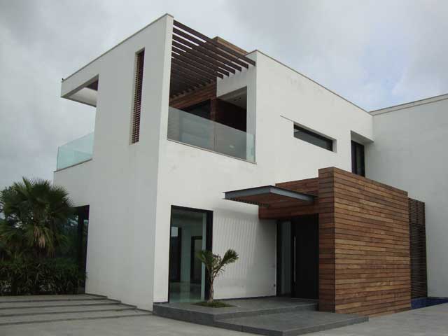 Outdoor Steel Grey Granite Flooring in Front of A Jamaican Villa.