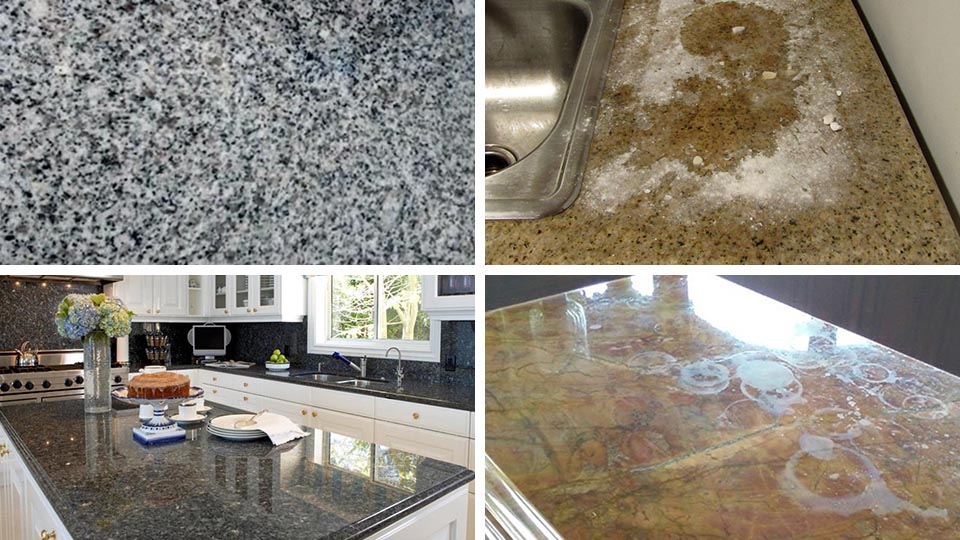 Performing repair on water stain granite countertops