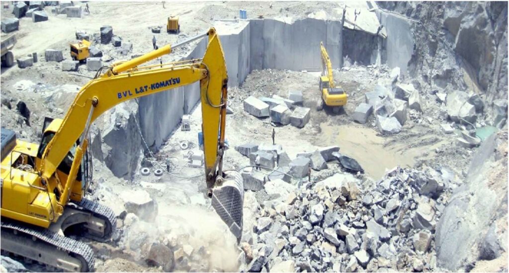 Mining of amba white stone