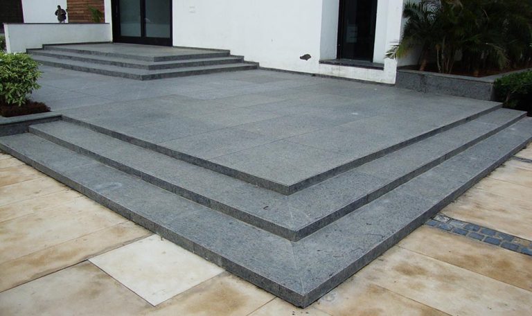 Back entrance steel grey granite finished