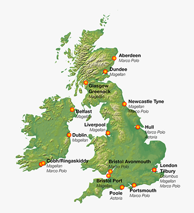 Top ports in UK for granite import