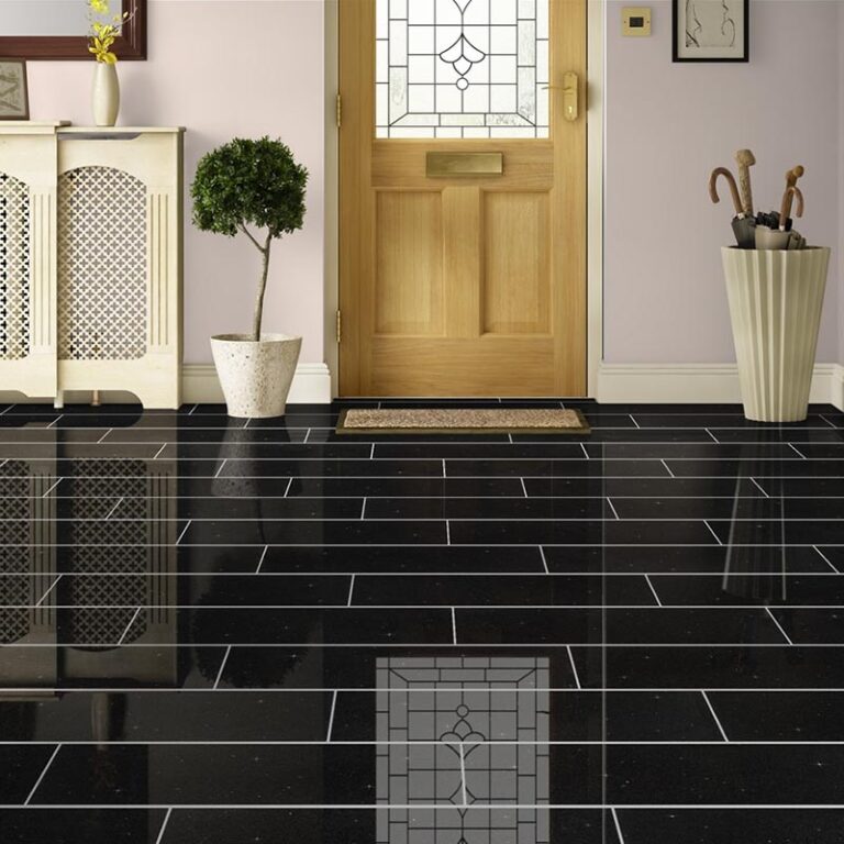 Black galaxy granite floor tile