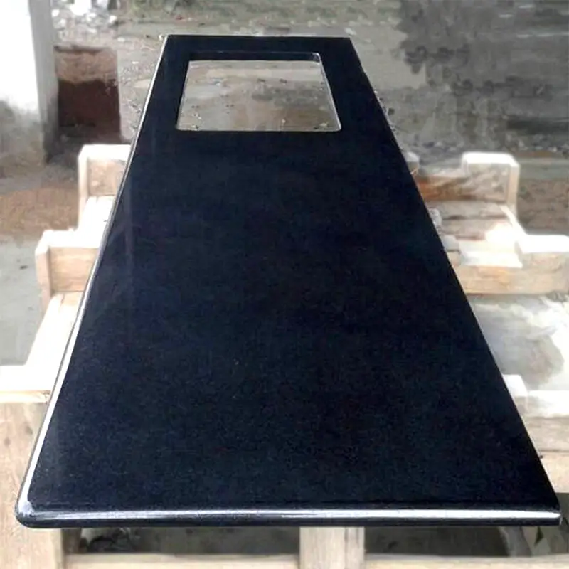 Absolute black granite counter top sink cutting