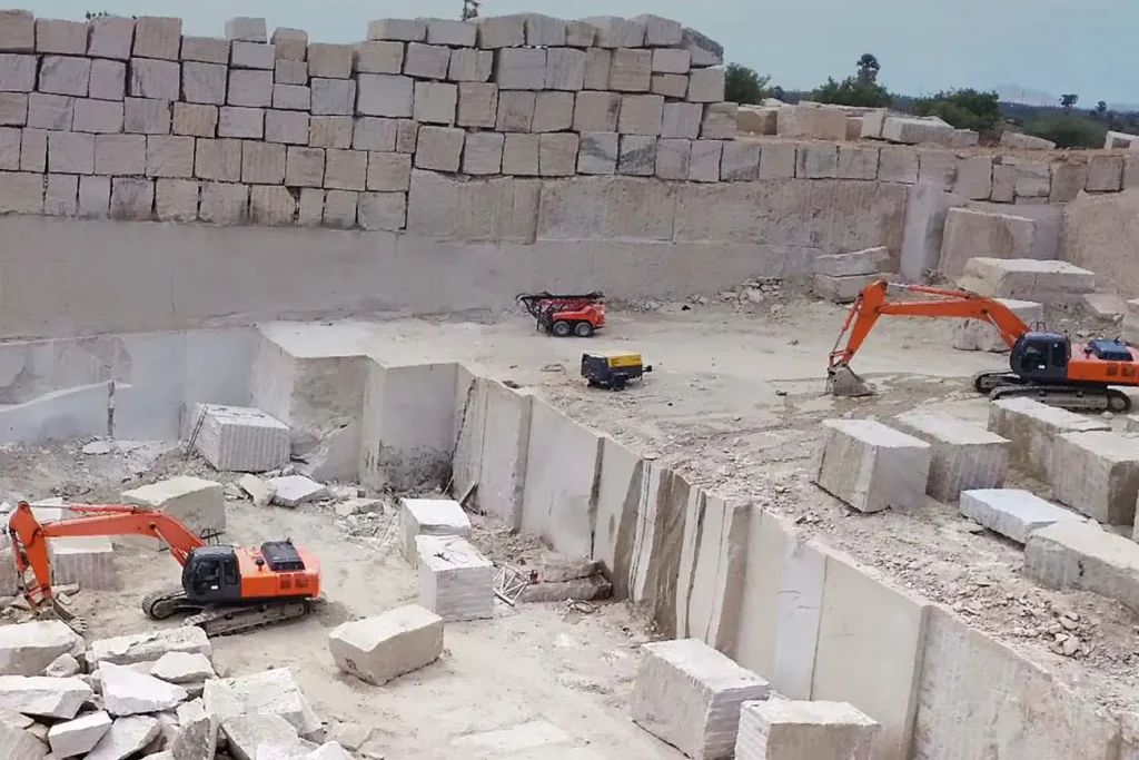 Ivory white granite quarry