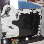 Angel Engraved Black Granite Monument