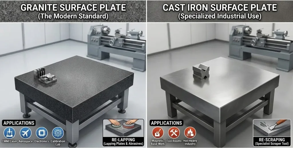 Granite Surface Plates vs Cast Iron Plates