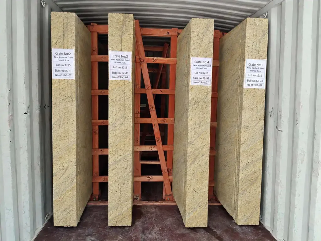 New Kashmir Gold Slabs in Container